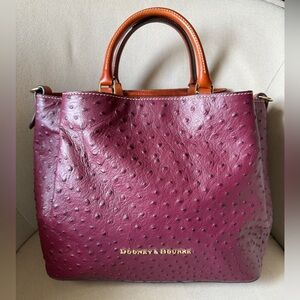 Dooney & Bourke Ostrich Large Barlow Bag, Burgundy